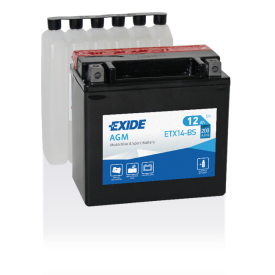 Exide AGM 12V accu | ETX14-BS | 12V 12Ah - 