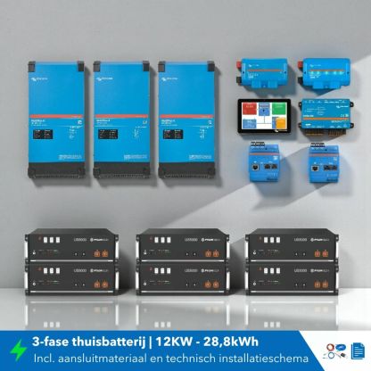 Victron thuisbatterij set 3-fase 12kW 28,8kWh – MultiPlus-II & Pylontech - 