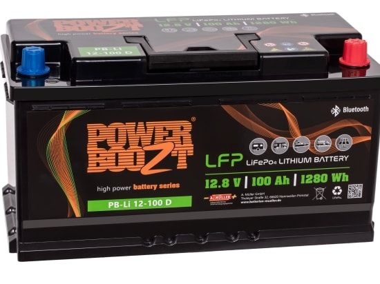 Powerboozt Lithium LiFePo4 accu | PB.Li.12.100D | 12.8V 100Ah - 