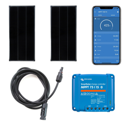Zonnepanelen Pakket 230Wp | Victron SmartSolar MPPT 15A laadregelaar | 2x 115Wp Zonnepaneel | Compleet | Eenvoudige installatie - 