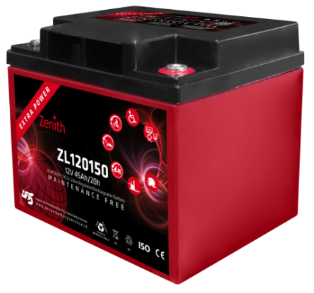 Zenith AGM Deep Cycle accu | ZL120150 | 12V 45Ah - 